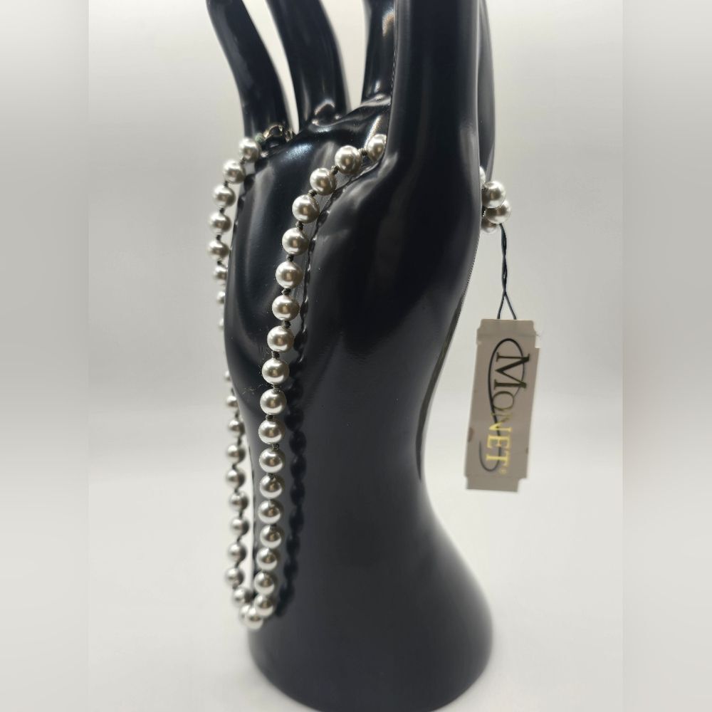 Monet Silver Gloves with Elegant Studded Trim